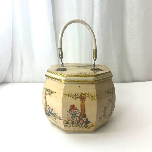 Judith Prothrombin Octagonal Hand Bag Purse Vintage 60s Art Deco Wood Whimsical - Picture 3 of 14